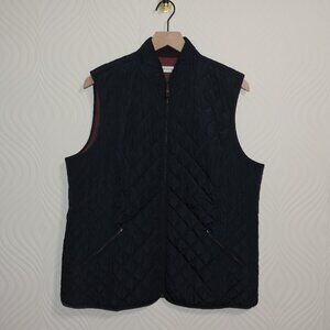 ORVIS Woman's Black Quilt Thinsulate Vest sz L Red Plaid Lining
